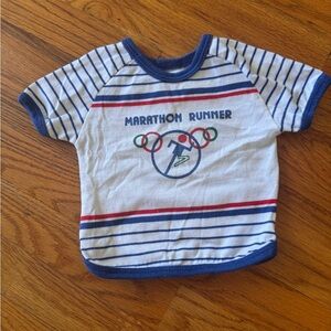 Marathon Runner Striped Vintage Baby Shirt - Blue and White